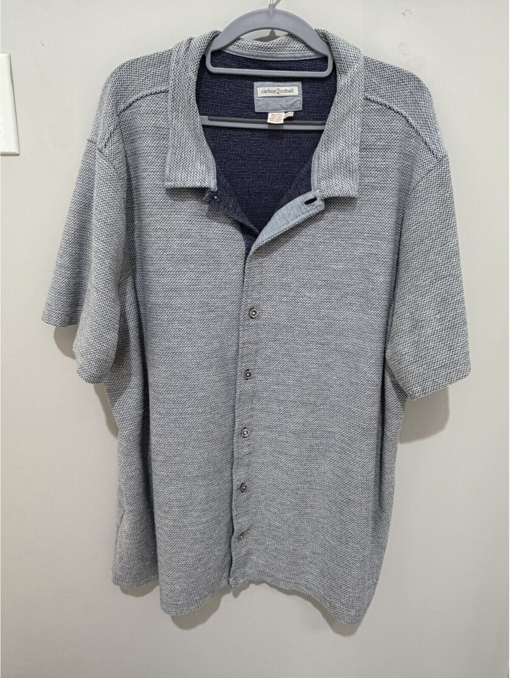 Carbon 2 Cobalt Men’s Polo Shirt Gray Short Sleeve Size XXLT  Button Up